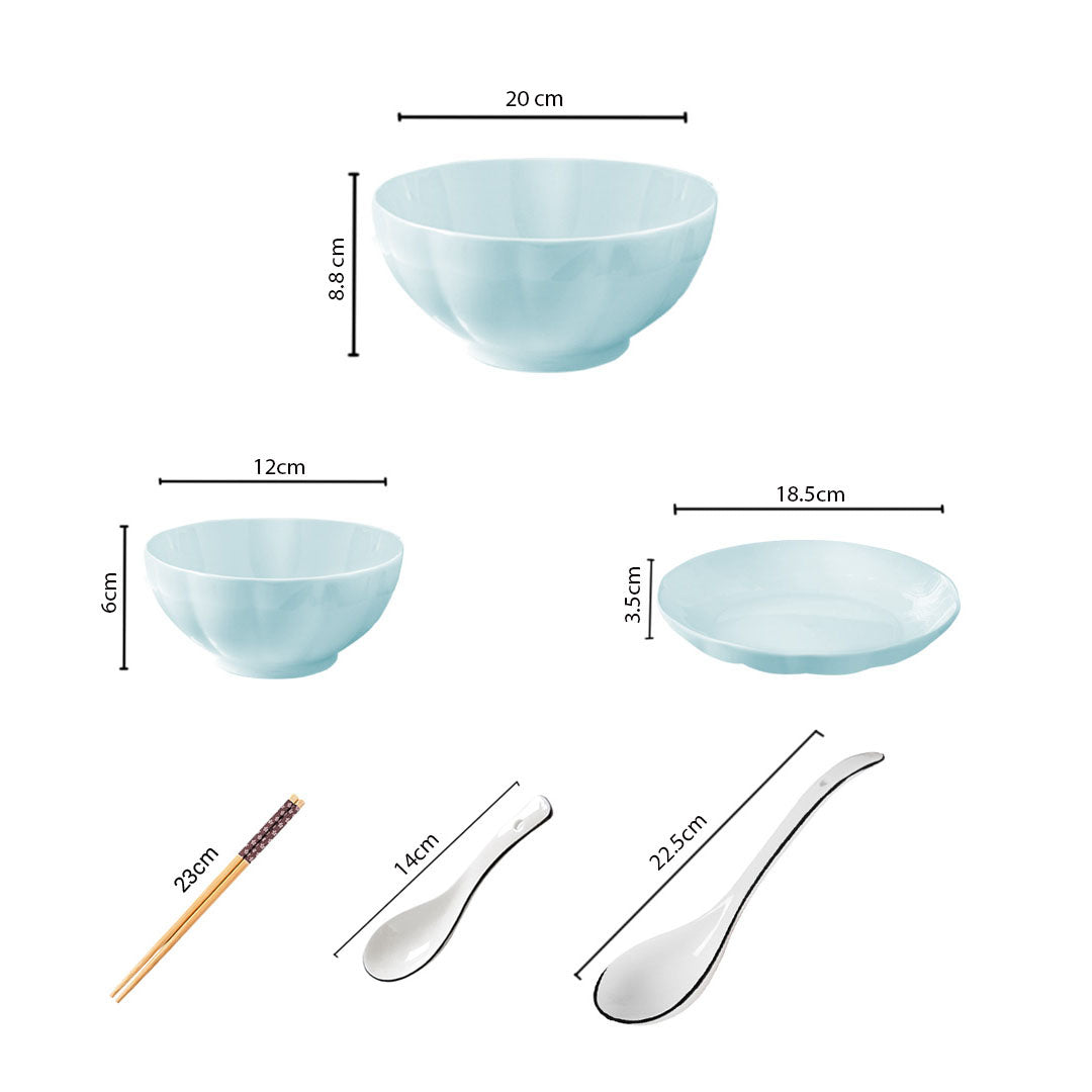 Light Blue Ceramic Dinnerware Set of 5