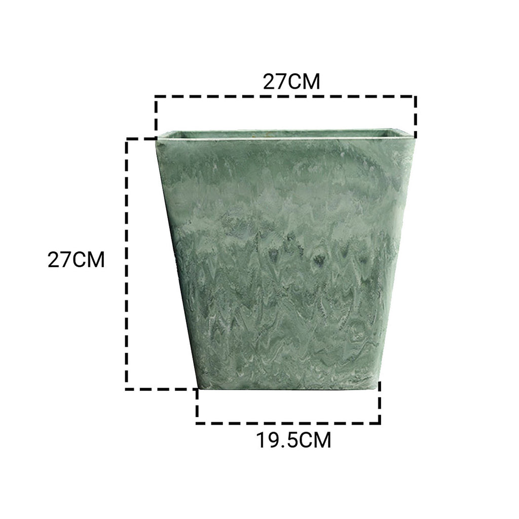 27cm Green Grey Square Planter
