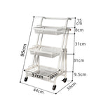 3 Tier Steel White Adjustable Kitchen Cart