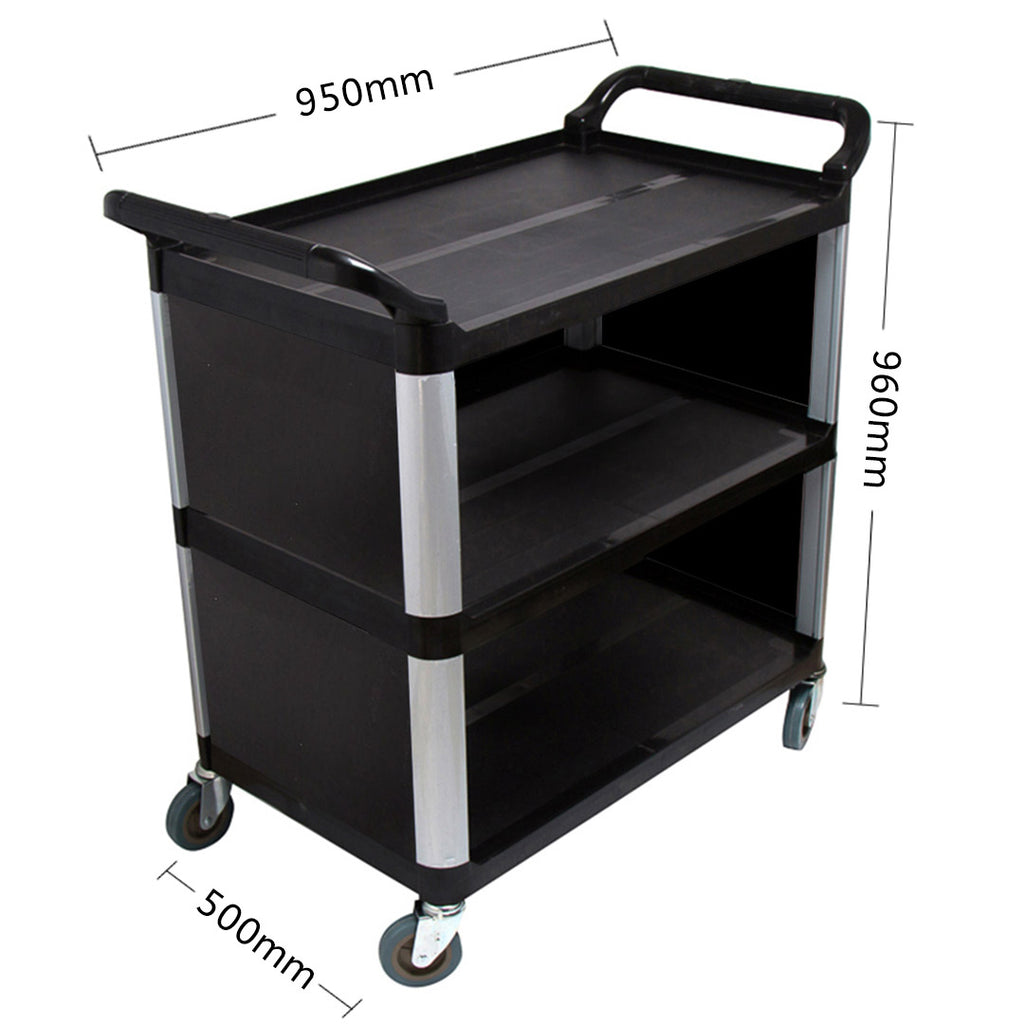 3 Tier Covered Utility Cart Black