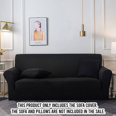 High Stretch 4-Seater Black Sofa Slipcover