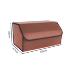 Leather Car Boot Foldable Trunk Cargo Organizer Box Coffee Large