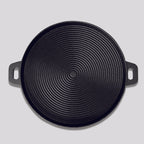 SOGA 35cm Round Ribbed Cast Iron with Handle