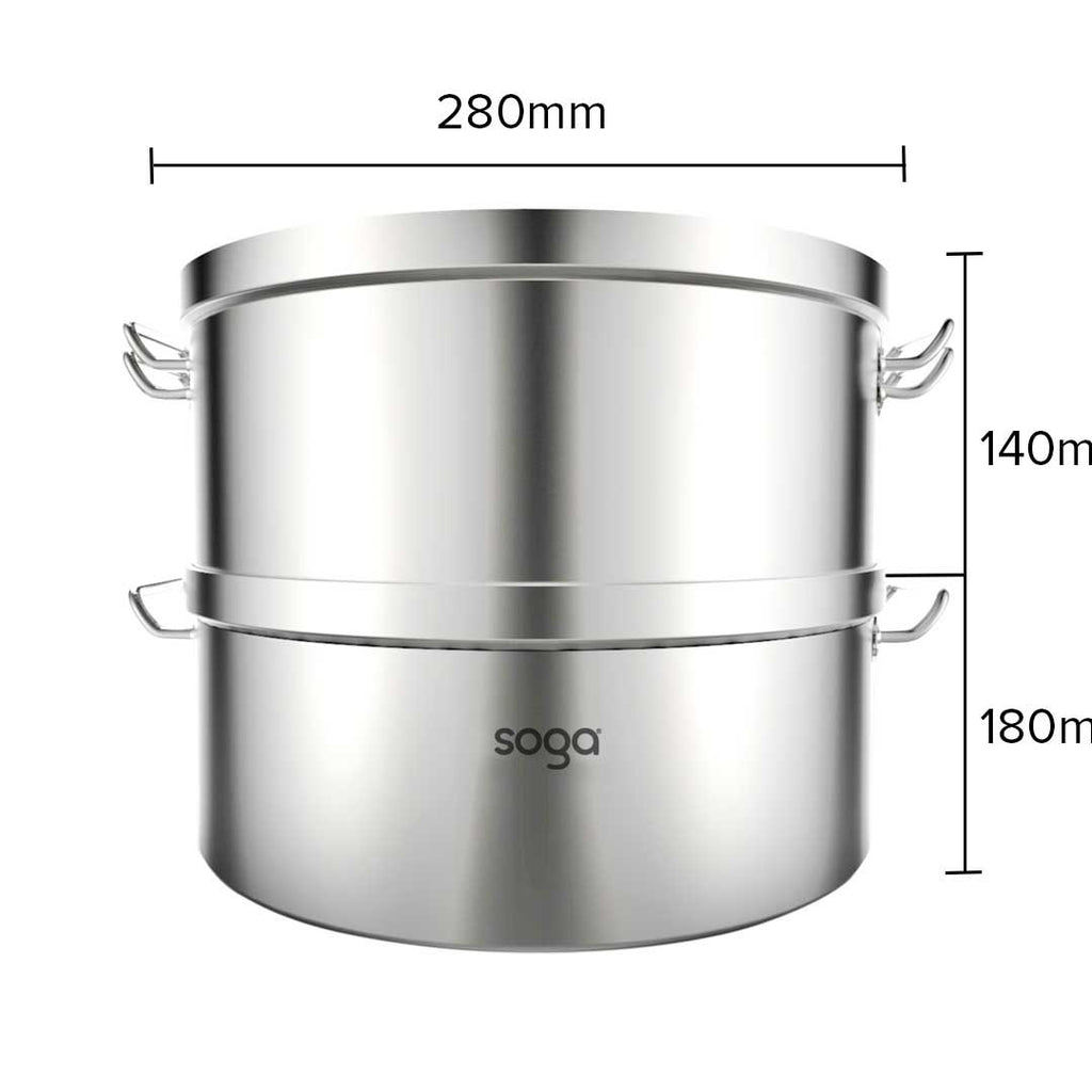 2 Tier Commercial 304 Stainless Steel Steamer 28*18cm