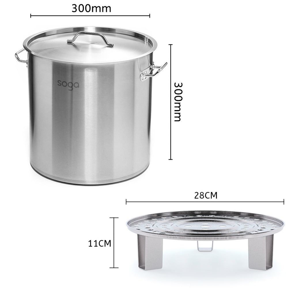 21L Stainless Steel Stock Pot with One Steamer Rack