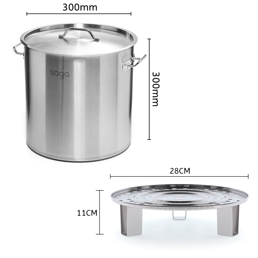 21L Stainless Steel Stock Pot with One Steamer Rack