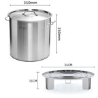 33L Stainless Steel Stock Pot with One Steamer Rack