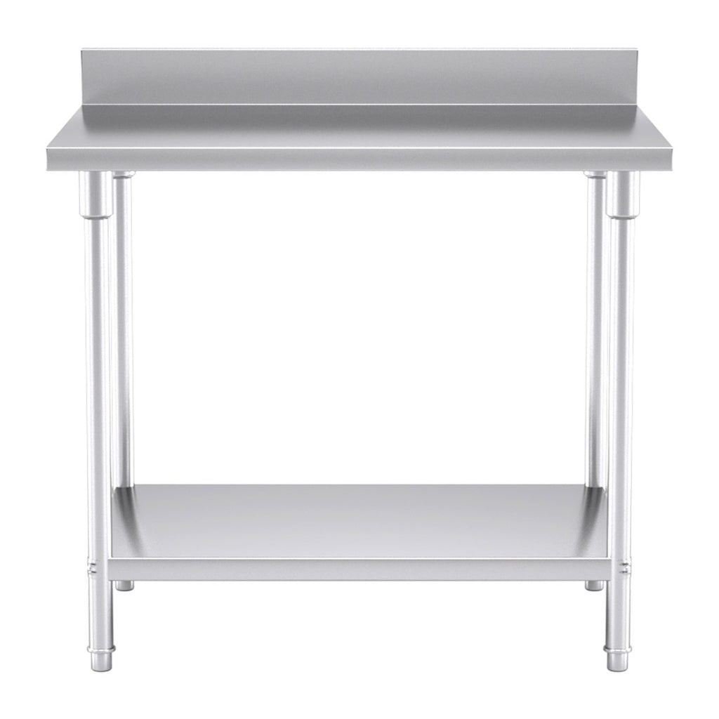 Commercial Kitchen Stainless Steel Bench Table with Back-splash 100*70*85cm