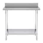 Commercial Kitchen Stainless Steel Bench Table with Back-splash 100*70*85cm
