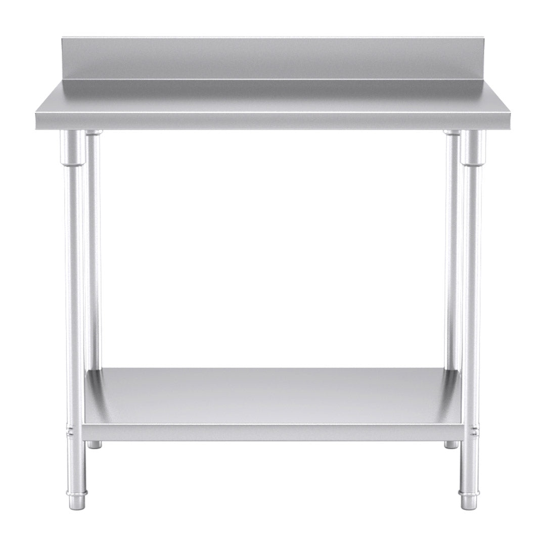 Commercial Kitchen Stainless Steel Bench Table with Back-splash 100*70*85cm