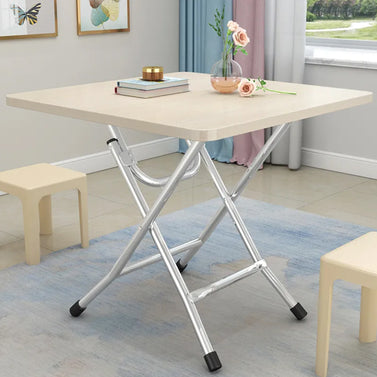 White Foldable Portable Standing Legs Square Table