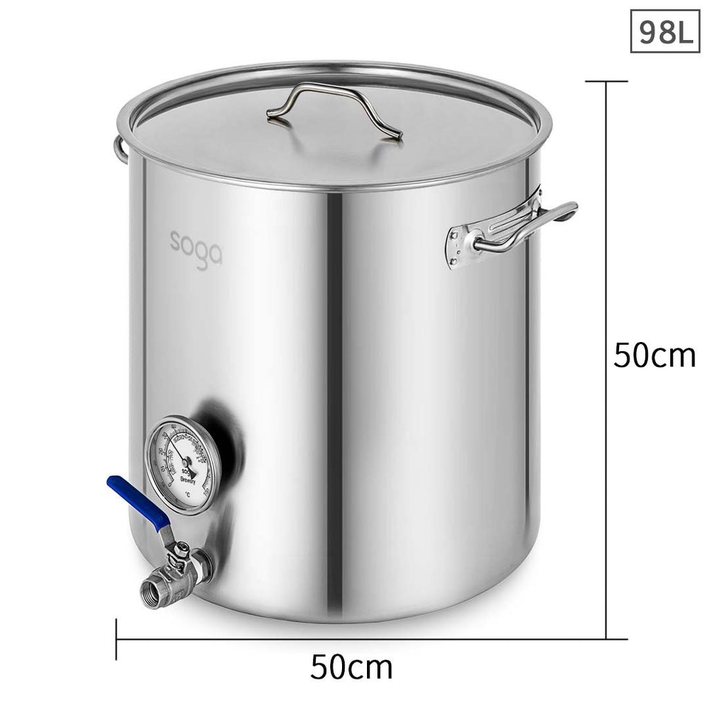 SOGA Stainless Steel 98L Brewery Pot 50*50cm
