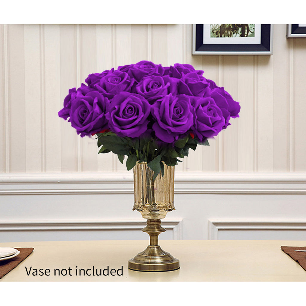 10pcs Artificial Silk Rose Purple