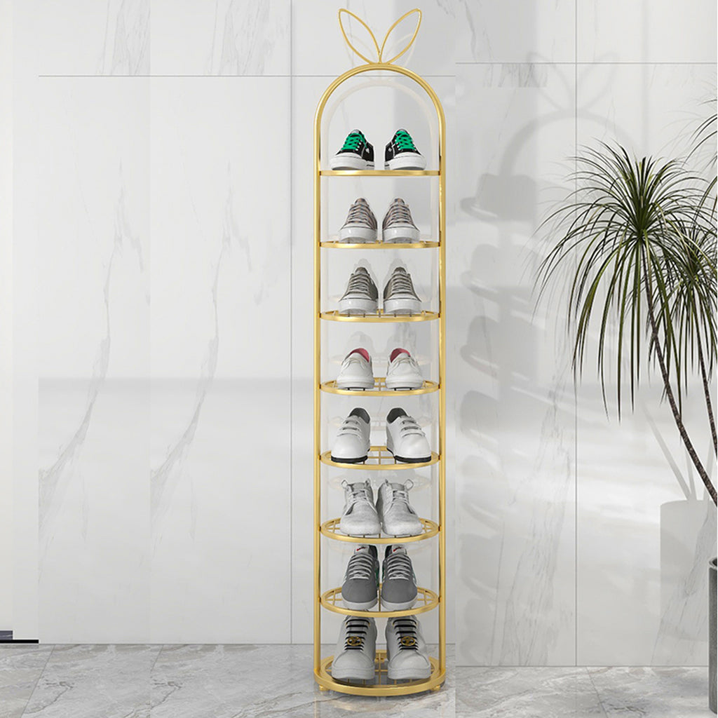 7 Tier Bunny Ears Shape Gold Plated Metal Shoe Rack Organiser