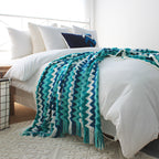 170cm Blue Acrylic Zigzag Throw Blanket