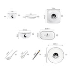 White Antler Printed Ceramic Dinnerware Set of 34