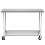 120cm Commercial Kitchen Stainless Steel Work Bench with Wheels