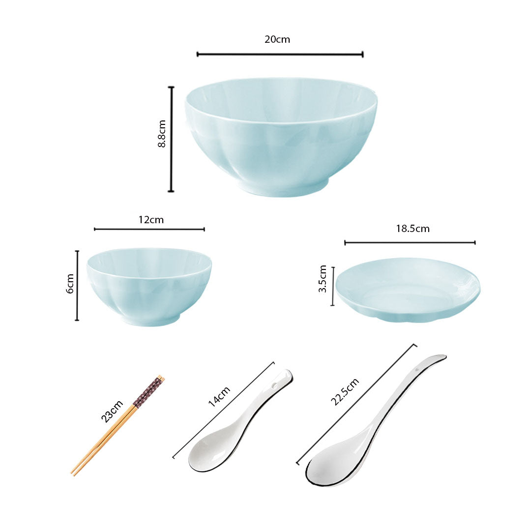 Light Blue Ceramic Dinnerware Set of 9