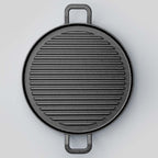 30cm Ribbed Cast Iron Frying Pan Sizzle Platter