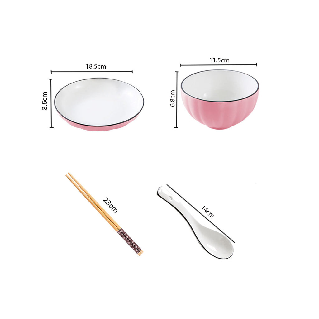 Pink Ceramic Dinnerware Set of 8