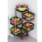 5 Tier Steel Square Rotating Kitchen Cart