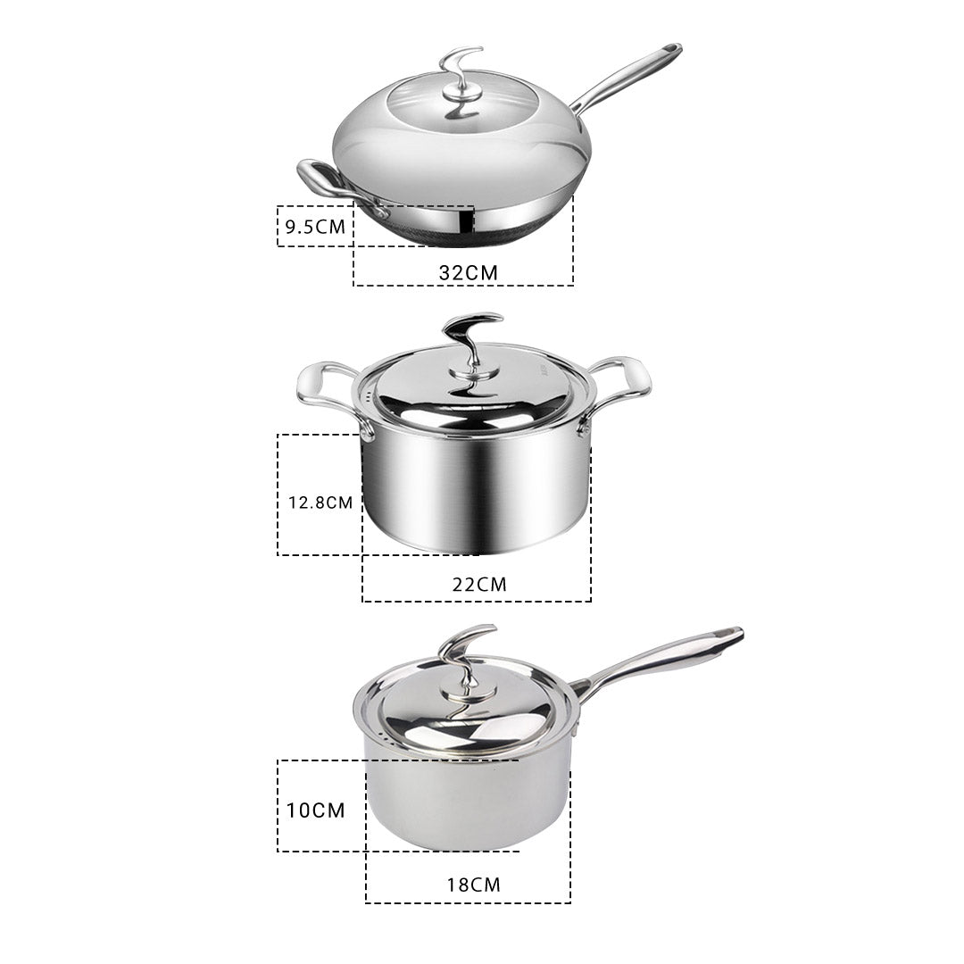 6 Piece Cookware Set Frying Pan, Milk, and Soup Pot with Lid