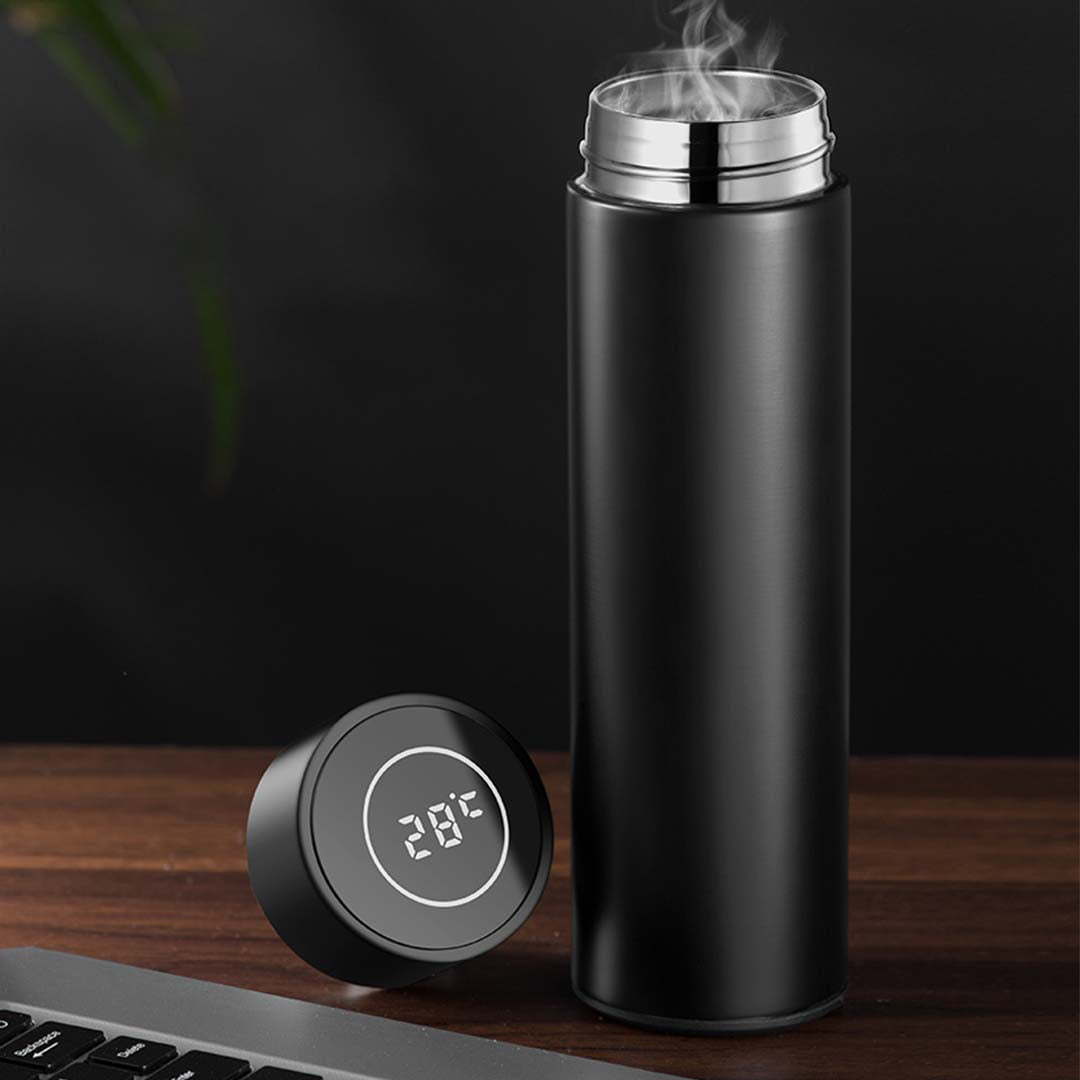 500ML Smart Thermometer Bottle Vacuum Flask Black