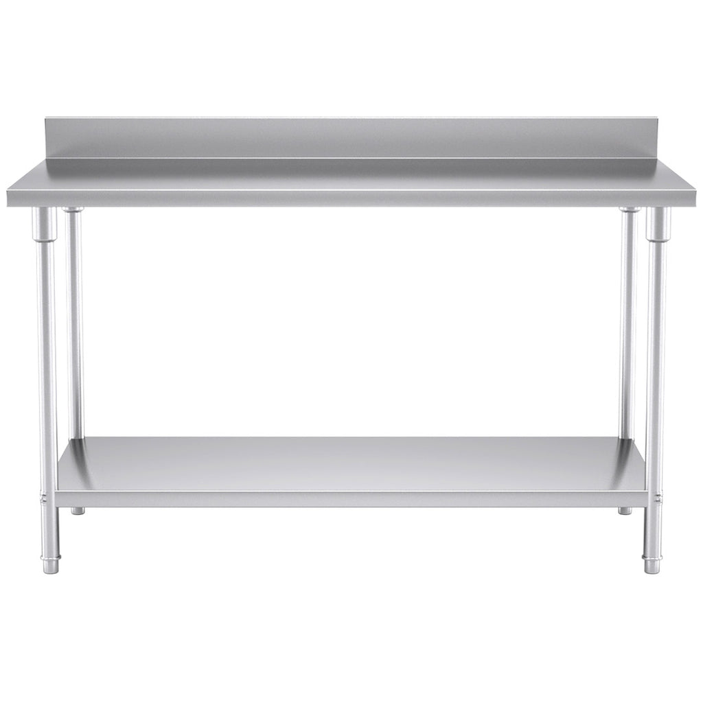Commercial Kitchen Stainless Steel Bench Table with Back-splash 150*70*85cm