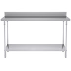 Commercial Kitchen Stainless Steel Bench Table with Back-splash 150*70*85cm