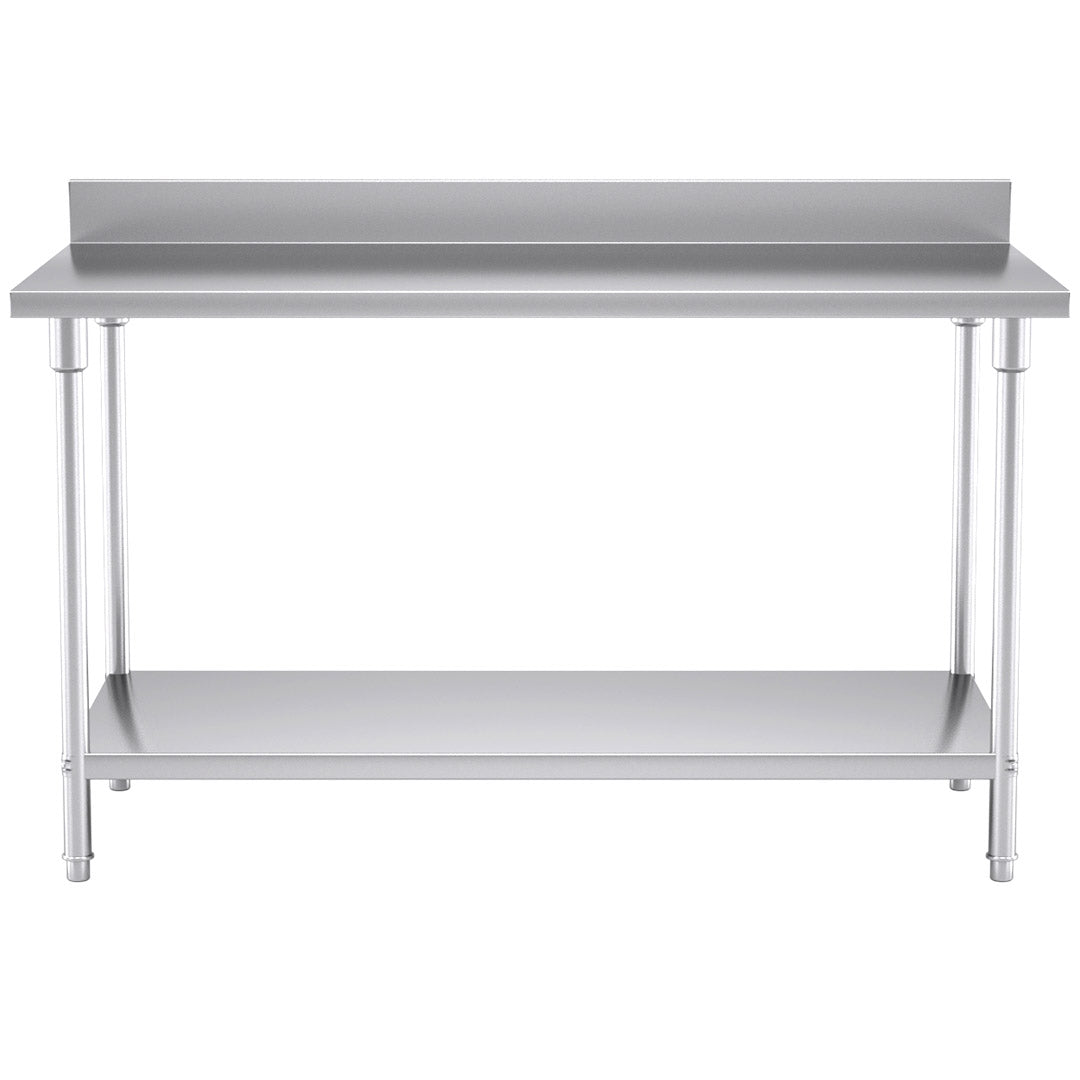 Commercial Kitchen Stainless Steel Bench Table with Back-splash 150*70*85cm