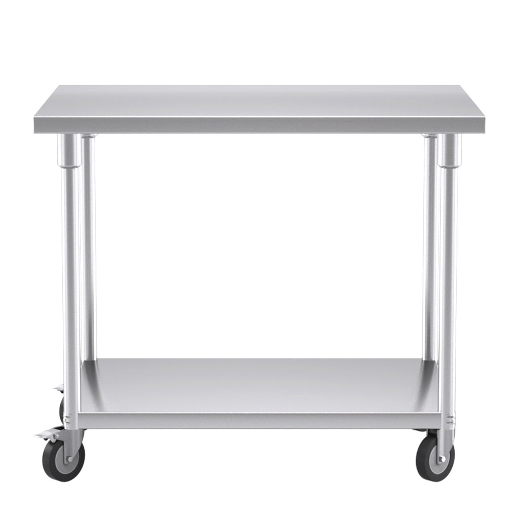 100cm Commercial Kitchen Stainless Steel Work Bench with Wheels
