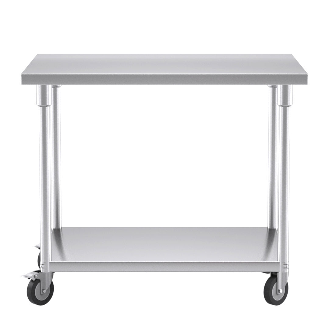 100cm Commercial Kitchen Stainless Steel Work Bench with Wheels