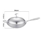 18/10 Stainless Steel 34cm Frying Pan Skillet with Helper Handle and Lid