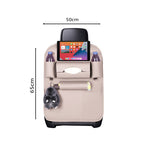PVC Leather Car Back Seat Multi-Pocket Organizer and iPad Mini Holder White
