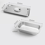 Gastronorm GN Pan Full Size 1/3 GN Pan 6.5 cm Deep Stainless Steel Tray with Lid