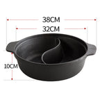 32CM Round Cast Iron Shabu Shabu Hotpot Two-Flavor Division
