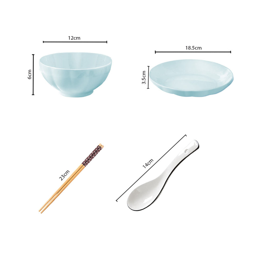 Light Blue Ceramic Dinnerware Set of 4