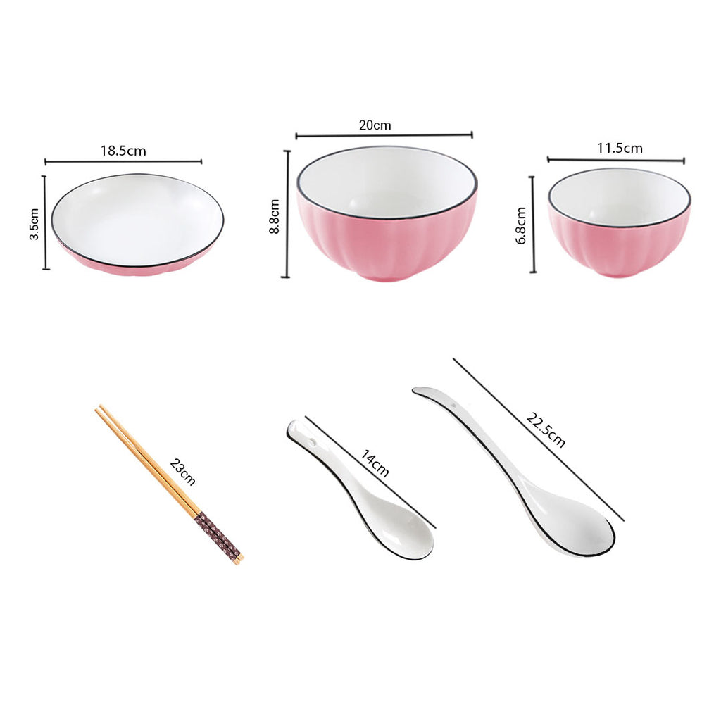 Pink Ceramic Dinnerware Set of 5