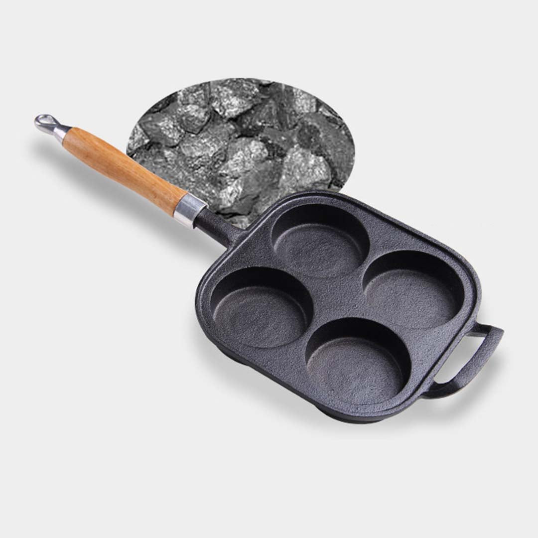 4 Mold Cast Iron Pancake Omelette Fry Pan