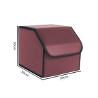 Leather Car Boot Foldable Trunk Cargo Organizer Box Red Small