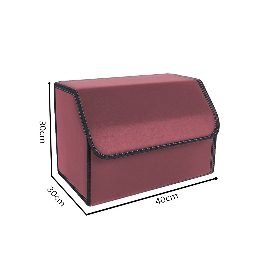 Leather Car Boot Foldable Trunk Cargo Organizer Box Red Medium