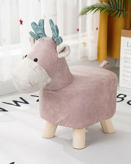 Pink Kids Ottoman Stool Deer Character Bench Seat