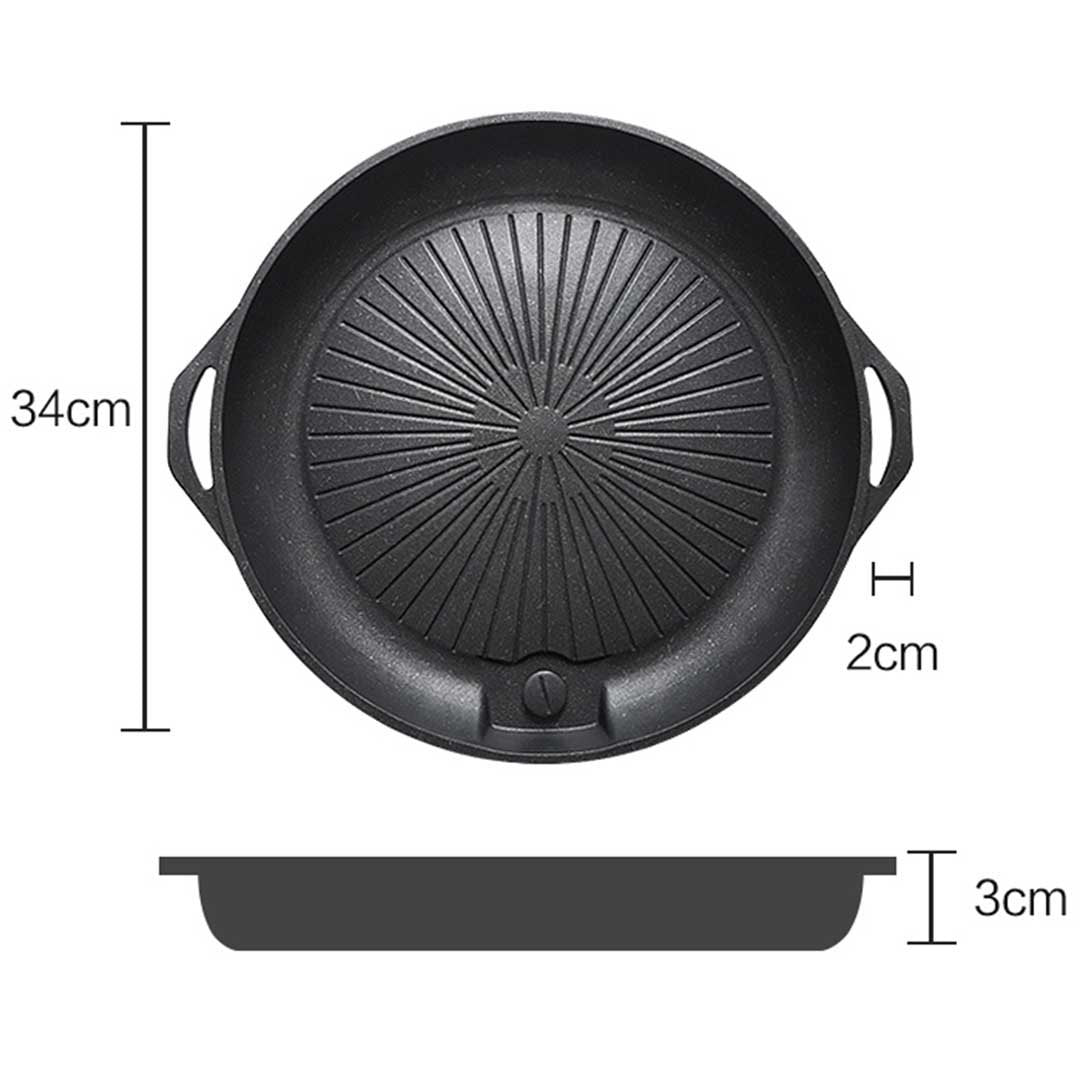 Portable BBQ Butane Gas Stove Non-Stick Grill Round Plate
