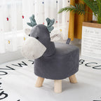 Grey Kids Ottoman Stool Deer Character Bench Seat