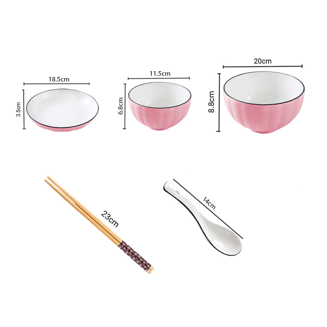 Pink Ceramic Dinnerware Set of 9