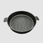SOGA 25cm Round Ribbed Cast Iron with Handle