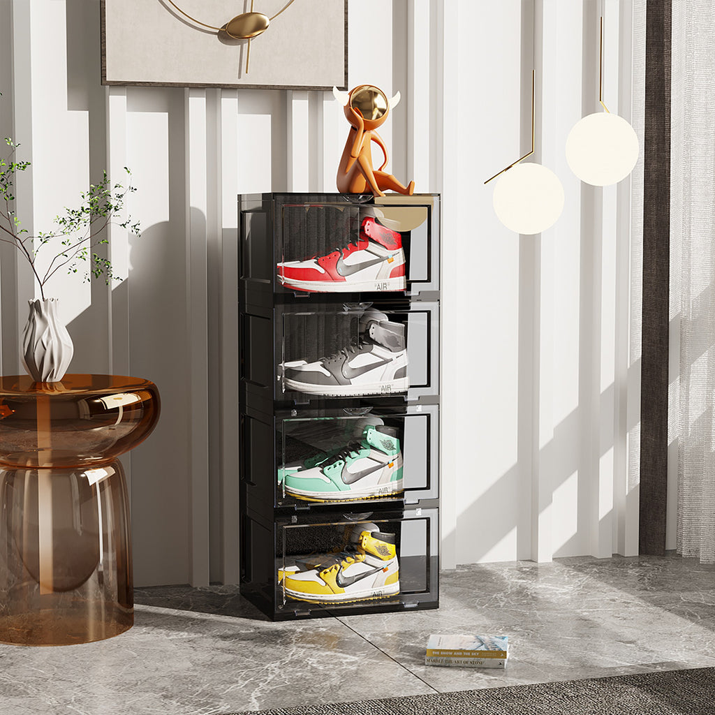 4 Tier Black Shoe Organiser