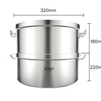 2 Tier Commercial 304 Stainless Steel Steamer 32*22cm