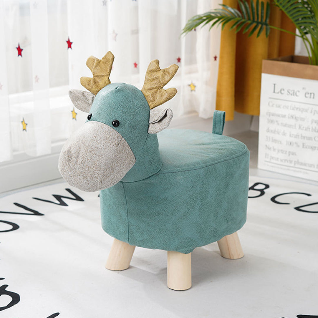 Green Kids Ottoman Stool Deer Character Bench Seat