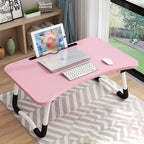 Pink Foldable Study Bed Table Adjustable Portable Desk Stand with Notebook Holder